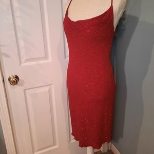 Hourglass Vintage Sparkly Red Slip Dress